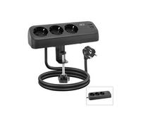 ACT - Coupe-circuit (montable sur pince) - bureau - CA 230 V - 4000 Watt - entrée : power CEE 7/7 - connecteurs de sortie : 3 (3 x alimentation Type F, 2 x USB, USB-C (PD)) - 1.5 m cordon - noir