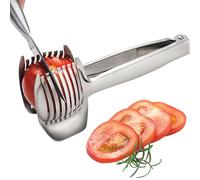 Coupe-citron avec poignée - Pince à fruits ronde multifonction en acier inoxydable - 22,5 x 9,5 x 6,5 cm - Tranche facile de tomate, kiwi, œuf, orange, gadget de cuisine