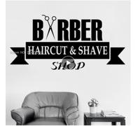 Coupe de cheveux et rasage boutique signe sticker mural pour vitrine vinyle salon de coiffure logo décor autocollant mural salon de coiffure intérieur 57 cm x 27 cm