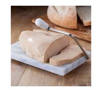 Coupe foie gras fromage lyre sur plaque marbre
