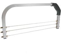Coupe-fond de gâteau - Niveleur à fil dentelé - Réglable en hauteur - 50 × 23 cm - Fil 44 × 0,6 cm - Acier inoxydable + alliage d'aluminium - Argent