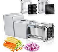Coupe-frites électrique - Avec lames 9 mm et 12 mm - Pour pommes de terre, concombres, courgettes, carottes, oignons, couleur argent