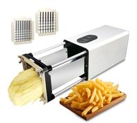 Coupe-frites électrique avec lames de 1,3 cm et 1 cm, base antidérapante et déflecteur en acier inoxydable, pour cuisine commerciale ou domestique