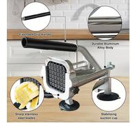 Coupe-Frites Professionnel Coupe - Coupe-frites - 3 Lames Inox - 4 ventouses - Haute efficacité - Tranchant -Coupe-Frites