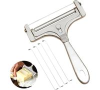 Coupe-fromage - Rouleau à fromage - Pour couper le fromage - Épaisseur réglable - 4 fils de rechange - Argenté