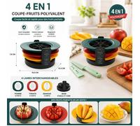Coupe-fruits 4 en 1 avec lames interchangeables pomme tomate mangue, coupe rapide, rangement compact