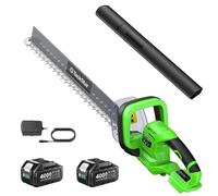 Coupe-haies, lame double action de 22 pouces, batterie rechargeable, avec 2 batteries de 4,0 Ah