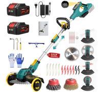 Coupe-Herbe sans Fil 21V, Compatible avec Batteries Makita, Débroussailleuse avec Brosse de désherbage, 2 Batteries 4.0Ah incluses, Moteur sans balais 900W pour pelouse, Jardin, Cour (Bleu)
