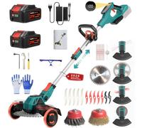 Coupe-Herbe sans Fil 21V, Compatible avec Batteries Makita, Débroussailleuse avec Brosse de désherbage, 2 Batteries 4.0Ah incluses, Moteur sans balais 900W pour pelouse, Jardin, Cour (Rouge)