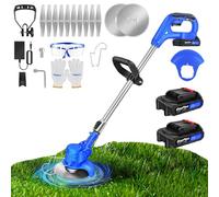 Coupe-Herbe sans Fil avec 2 Batterie et Lames MéTalliques Coupe Bordure Debroussailleuse électrique Bordure Puissante Taille Haie de Jardin Coupe-Mauvaises Télescopique Elagueuse sans Fil Coupe-Gazon