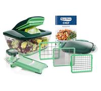 Coupe-légumes 10 pièces, bac de récupération de 3300 ml, épaisseur de coupe de 1 à 5 mm, couleur verte