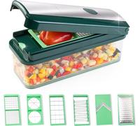 Coupe-légumes 15 pièces, avec coupe-dés et coupe-tomates, 4 lames interchangeables, 2500 ml, couleur verte