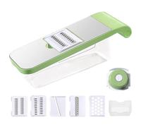 Coupe-Légumes Avec Conteneur et 5 Lames | Coupe-Oignons avec Protège-Mains - Découpeuse Manuelle Pour Maison Légumes Fruits Carotte Oignon Courgette