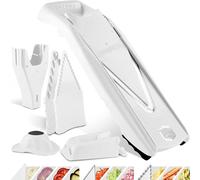 Coupe-Légumes Börner V5 (Profi Set) • Mandoline Réglable en V • 7 pièces avec 10 Épaisseurs de Coupe • Lame en Acier Inoxydable • Set de Mandoline + Station d'Accueil • Blanc