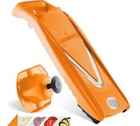 Coupe-Légumes Börner V5 (Set de Base) • Mandoline en V pour tranches de 4 épaisseurs • Trancheuse avec lame en acier inoxydable • Mandoline réglable pour fruits & légumes • Orange