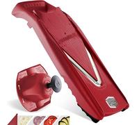 Coupe-Légumes Börner V5 (Set de Base) • Mandoline en V pour tranches de 4 épaisseurs • Trancheuse avec lame en acier inoxydable • Mandoline réglable pour fruits & légumes • Rouge