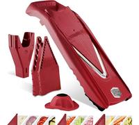 Coupe-Légumes Börner V5 (Starter Set) • Mandoline en V pour tranches, bâtonnets & dés de différentes tailles • Mandoline avec lame en acier inoxydable • Mandoline réglable • Rouge