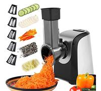 Coupe-Légumes Électrique 150W - Râpe Électrique 5 en 1 avec 5 Lames Inox, Mandoline Multifonction pour Légumes, Fromage et Fruits, Lavable au Lave-Vaisselle