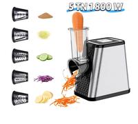 Coupe-légumes électrique 5 en 1 5 Lames En Acier Inoxy, Râpe à légumes électrique 800W, tranches, lanières, râpage épais,râpage fin