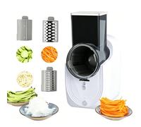 Coupe-légumes électrique - Avec 3 lames en acier inoxydable - Pommes de terre - Râpe à légumes électrique 3 en 1 -Blanc