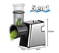 Coupe-légumes électrique Avec 5 lames - râpe électrique 5 en 1- Tranches fines, tranche épaisses, râpage épai, râpage fin,râpé 500W