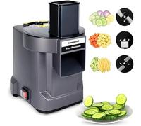 Coupe-légumes électrique - Broyeur multifonctionnel - Coupe-légumes automatique pour dés et tranches - Idéal pour les pommes de terre et les carottes - Prise européenne 220V - Couleur gris foncé
