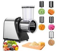 Coupe-légumes électrique, Gros Calibre Amélioré Rape à Fromage, 250W Râpe a Légumes Électrique, Hachoir Multifonctionnel Râpe, Râpe Carottes Electrique, avec 5 Lames