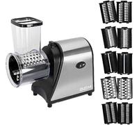 Coupe-légumes électrique multifonction 250W, 5 lames, pour hacher et réduire en purée. Pieds antidérapants, lames en acier inoxydable, fonction de découpe ondulée