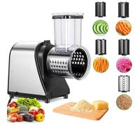 Coupe Légumes Électrique Multifonction - 5 Lames Inox - 200/500W Robot Cuisine Râpeur Trancheuse - Grande Goulotte Sécurisée Cuisine