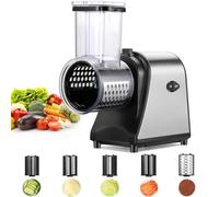 Coupe-Légumes Électrique Professionnel 250W - Râpe à Fromage en Acier Inoxydable & Mandoline avec 5 Lames - Goulotte Extra Large 9,2cm - Préparation Rapide Meal Prep