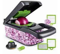 Coupe-Légumes et Mandoline Multifonctions 16-en-1 - Trancheur et Découpe-Cube Manuel - Oignons, Carottes, Concombres, Pommes de Terre, Frites - Râpe à Légumes et Fromage - Accessoire de Cuisine