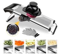 Coupe-légumes mandoline, en acier inoxydable, réglable, de 1 à 9 mm, pour découpes julienne