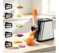 Coupe-Légumes - Mandoline - Râpe Électrique 5-en-1 Multifonction - 5 Lames Réglables - Acier Inoxydable - Pour Cuisine Domestique