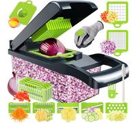Coupe Légumes Multifonction 16 en 1,Mandoline Professionnelle avec 7 Lames Réglables pour Oignons,Tomates,Carottes,Concombre