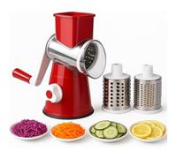 Coupe-légumes multifonctionnel à tambour, râpe manuelle, trancheuse à pommes de terre, machine à fromage, rouge