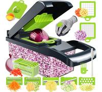 Coupe Legumes Multifonctions,16 En 1 Mandoline Cuisine,Coupe Legumes Manuel,Mandoline Professionnelle Cuisine,Decoupe Legumes avec 7 Lames Réglable,Coupe Legume pour Oignons Tomates Carotte Concombre
