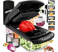Coupe Legumes Multifonctions et Mandoline Professionnelle Cuisine - Trancheur de Légumes - Decoupe Legumes Cube Oignon Carotte Concombre Tomates - Rapeuse Legume et Fromage (PRO 8-en-1 Noir)