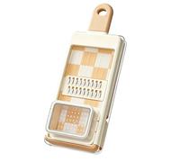 Coupe Legumes Multifonctions et Mandoline, Trancheur ou Découpe Cube Oignons, avec 4 Lames Interchangeables, Protège-mains, Base Antidérapante et Bac de Récupération, Cuisine