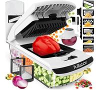 Coupe Legumes Multifonctions et Mandoline - Trancheur ou Découpe Cube Oignons Carottes Concombres Frites PRO 8-in-1 Blanc