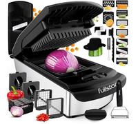 Coupe Legumes Multifonctions et Mandoline Trancheur ou Découpe Cube Oignons Carottes Concombres PRO 14 in 1 Inox Noir