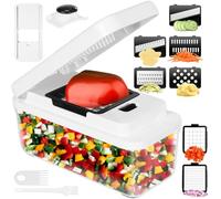 Coupe Legumes Multifonctions, Mandoline Professionnelle Cuisine, Decoupe Legumes avec 7 Lames Interchangeables, Coupe Legumes Manuel Pour Oignon Carotte Concombre Tomates