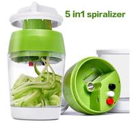 Coupe Légumes Spirale 5 en 1, Spiraliseur de Légumes Spiralizer Legume Spaghetti pour Carottes & Concombres, Mandoline Cuisine
