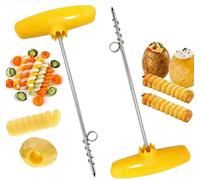 Coupe-légumes spiraliseur manuel,2pcs,Outil à pommes de terre pour coupe en spirale, râpe et économe, Ustensile de cuisine créatif en forme de trousse - Jaune
