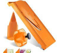Coupe Légumes V3 (Set de Base) • Mandoline en V pour tranches en 3 épaisseurs • Mandoline Réglable pour Légumes & Fruits • Pieds en Caoutchouc et Lame en Acier Inoxydable • Orange