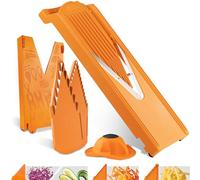Coupe Légumes V3 (Starter Set) • Mandoline en V pour 5 types de coupe • Mandoline Réglable pour Légumes & Fruits • Lame en Acier Inoxydable • Râpe avec Porte-fruits • Orange