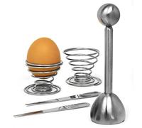 Coupe Oeuf Coquetier Set 5 Pcs Inox - Joeji’s Kitchen Décapitéur À Ressort | outil petit déjeuner, coupe coque oeuf mollet, ouverture coquille précision, gadget brunch famille