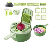 Coupe-oignons 16 en 1 Coupe-pommes de terre et concombres | Hachoir à légumes pour , salade, pommes de terre, légumes, oignons, fruits, fromage, restaurant et appartement