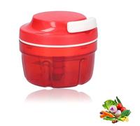 Coupe-Oignons, 300ml Hachoir Manuel Multiple avec 3 Lames en Acier Inoxydable et Cordon, Hachoir à Oignons pour Cuisine, Coupe-Légumes Fournitures de Cuisine pour Ail, Oignon, Viande (rouge)
