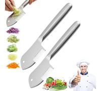 Coupe-oignons en acier inoxydable et couteau à soie, trancheuse à oignon vert multifonction pour cuisine, lame de julienne de précision de qualité 420, outil à légumes portable avec poignée