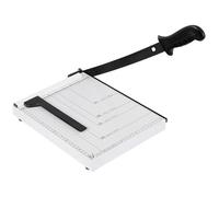 Coupe-papier A4 avec base métallique, massicot à levier avec guide-papier magnétique et protection de sécurité, poignée ergonomique pour papier, cartes, photos, vinyle, capacité de 12 feuilles, Blanc